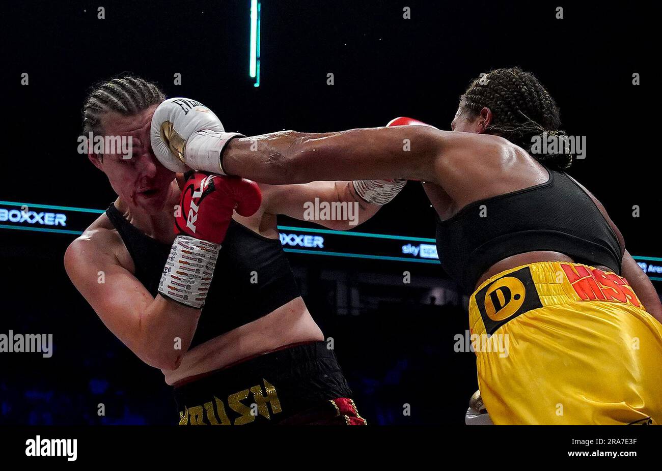 Kandi Wyatt (left) and Natasha Jonas in action during their at the AO Arena, Manchester. Picture date: Saturday July 1, 2023. Stock Photo
