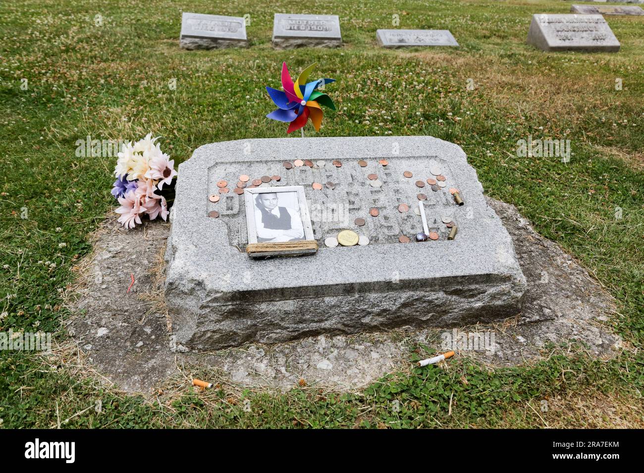 John Dillinger's Grave Crown Hilll Cemetery in Indianapolis, Indiana Stock Photo