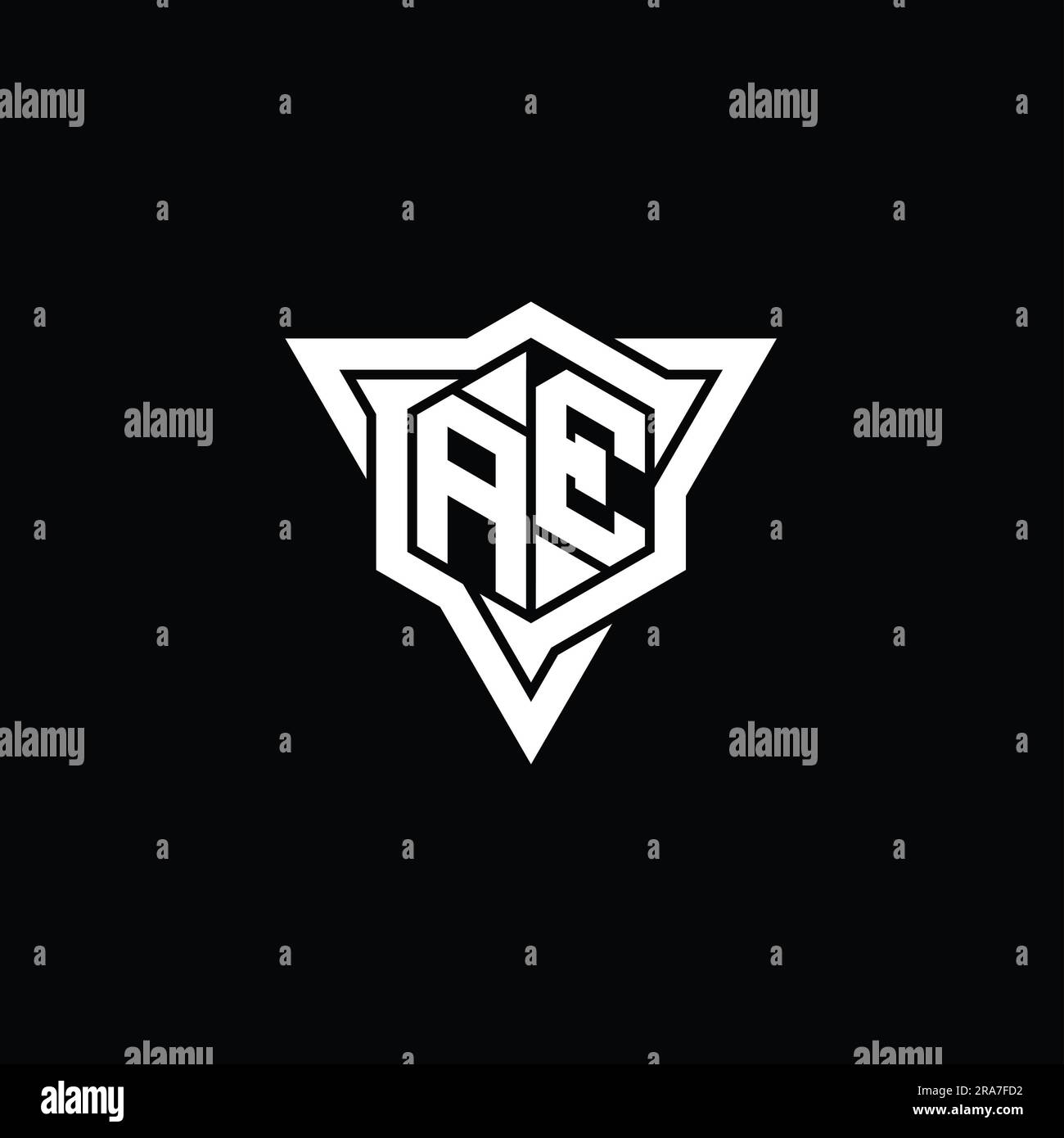 AE Letter Logo monogram hexagon shape with triangle outline sharp slice ...