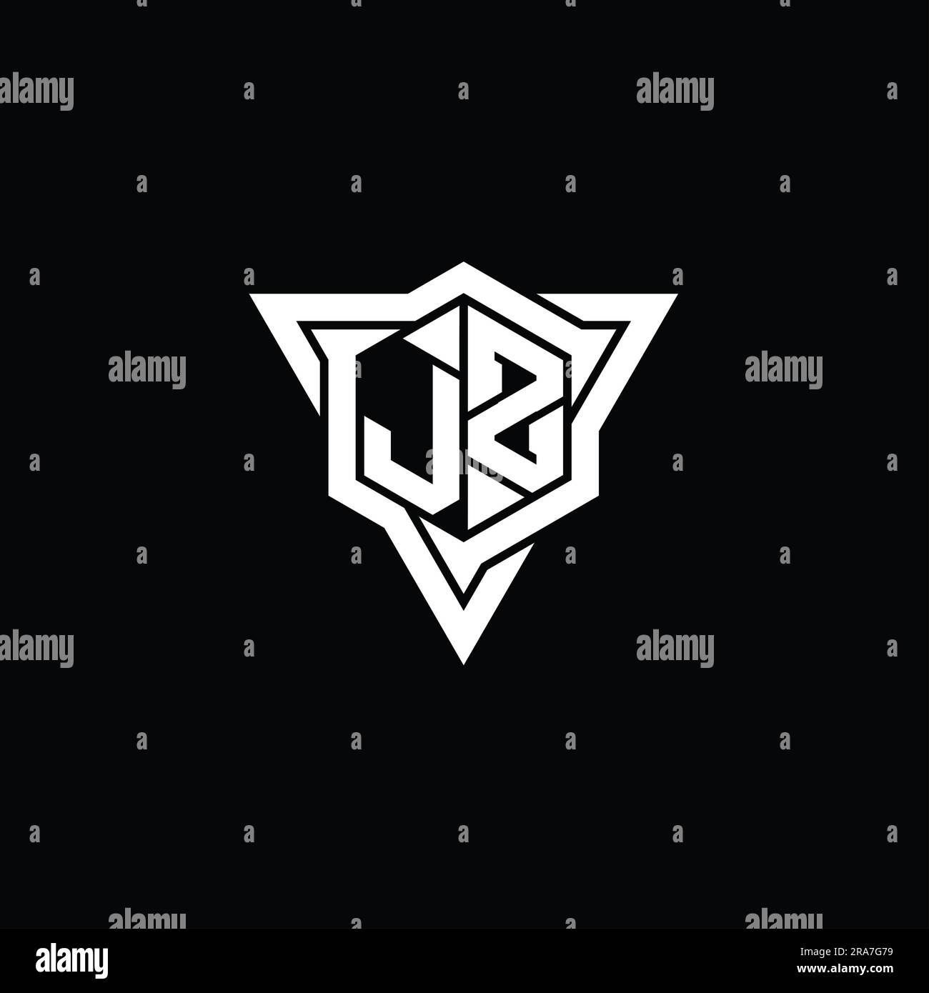JZ Letter Logo monogram hexagon shape with triangle outline sharp slice ...