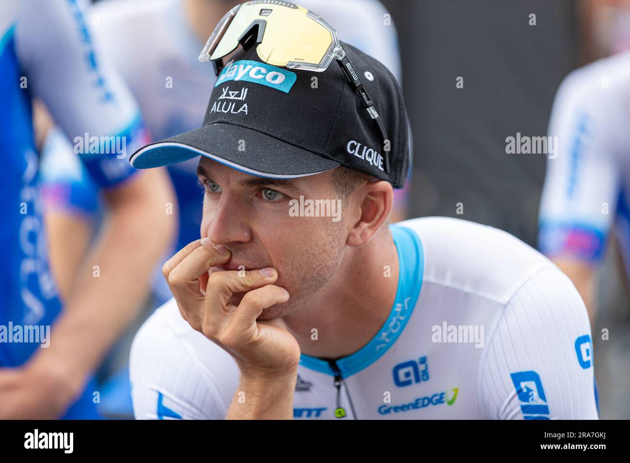 Bilbao, Basque Country, Spain, 1st July 2023, DYLAN GROENEWEGEN of TEAM JAYCO ALULA at stage start of  Tour de France Grand Depart, stage1, 182km from Bilbao to Bilbao during the 110th edition of the Tour de France. Credit: Nick Phipps/Alamy Live News Stock Photo