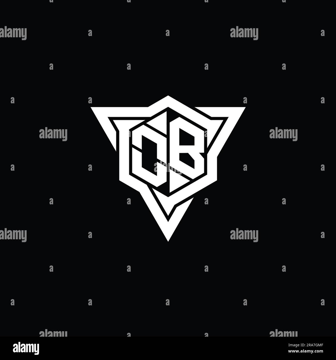OB Letter Logo monogram hexagon shape with triangle outline sharp slice ...