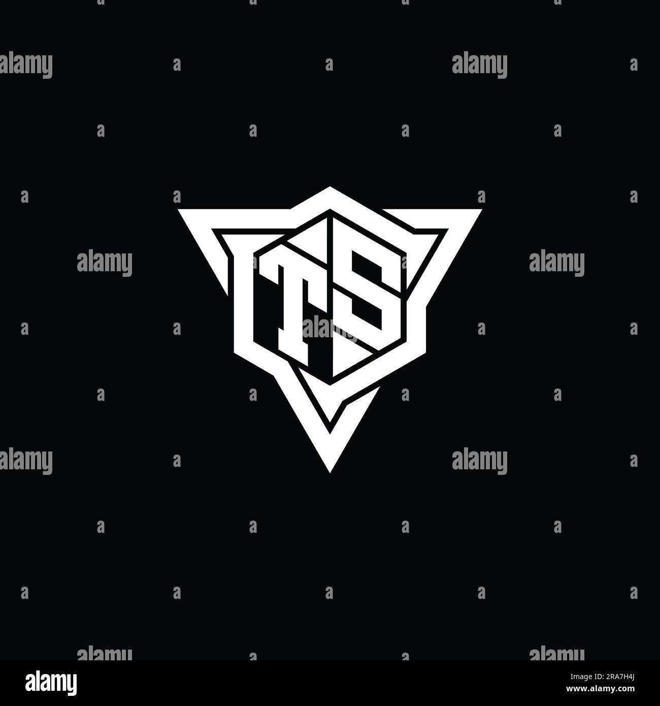 TS Letter Logo monogram hexagon shape with triangle outline sharp slice ...