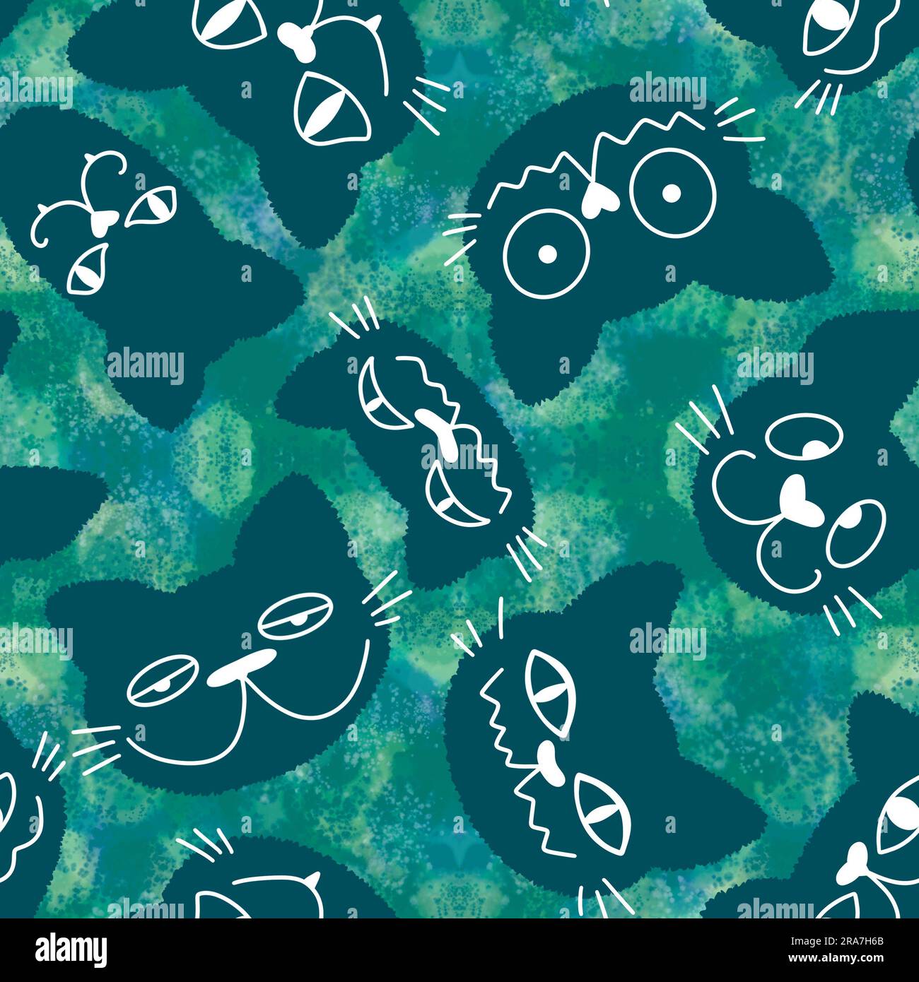 Cartoon animals seamless Halloween cat pattern for wrapping paper and ...
