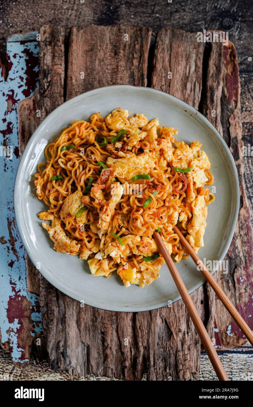 Indonesian stir fried instant noodles : Mie goreng Stock Photo - Alamy