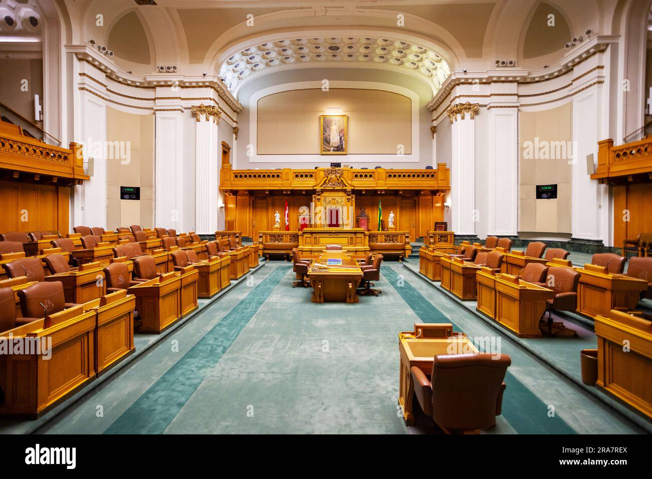 REGINA, SK, CANADA - JUNE 24, 2023: Chamber at the historic Saskatchewan Legislative Building in Regina, Saskatchewan, Canada. The capital building wa Stock Photo