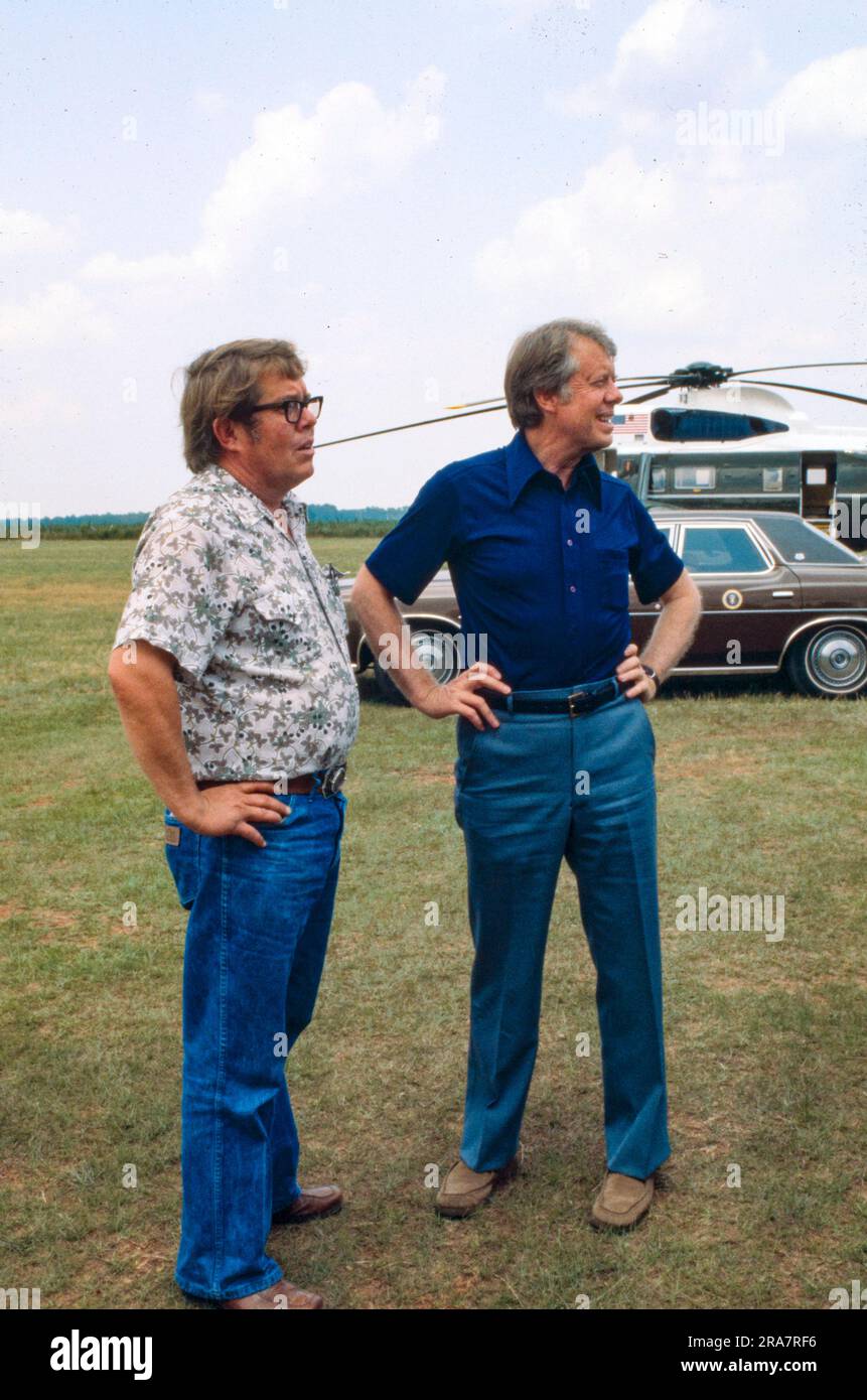 President Jimmy Carter with brother, Billy Carter at Peterson Airfield