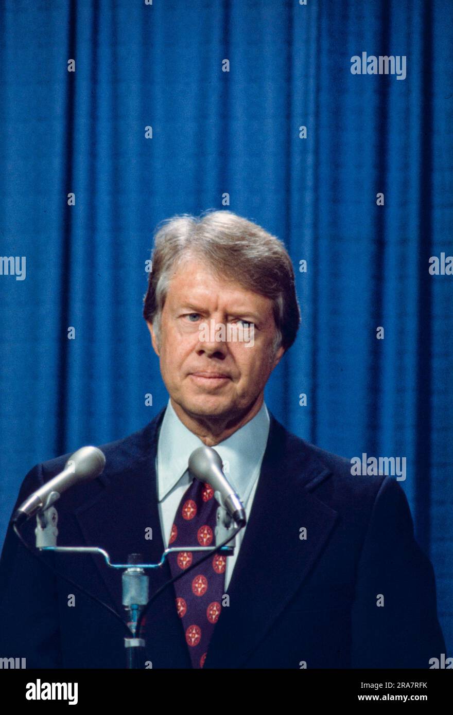 President Jimmy Carter at White House press conference. Stock Photo