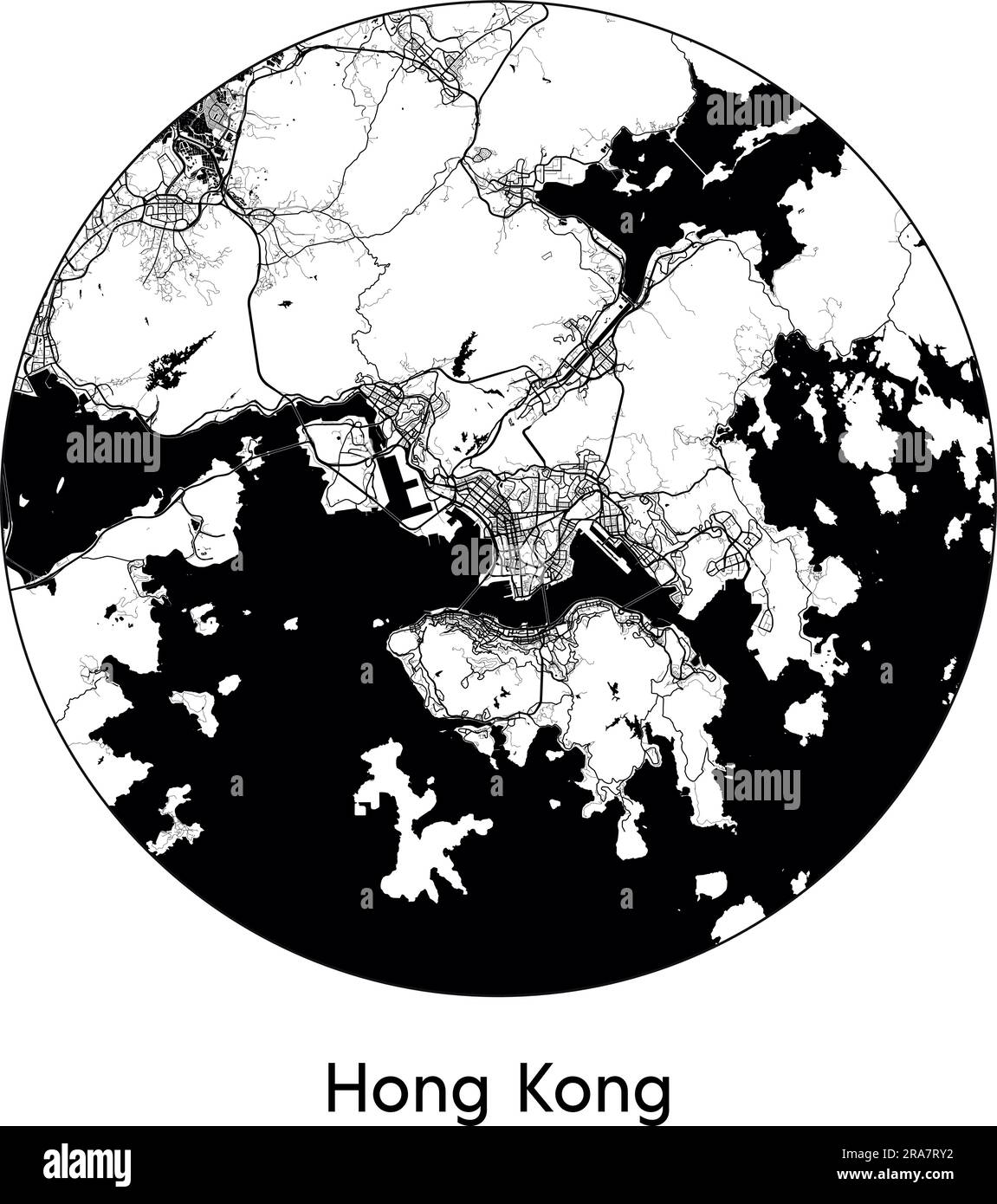 City Map Hong Kong China Asia vector illustration black white Stock Vector