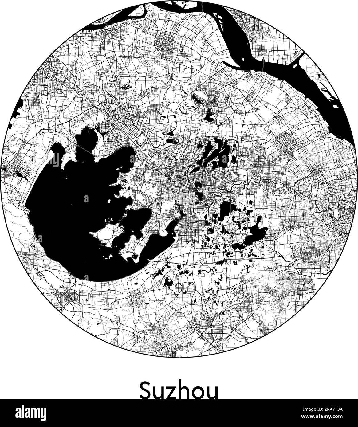 City Map Suzhou China Asia vector illustration black white Stock Vector
