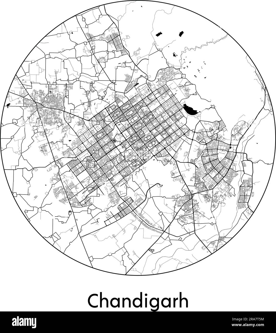 City Map Chandigarh India Asia vector illustration black white Stock