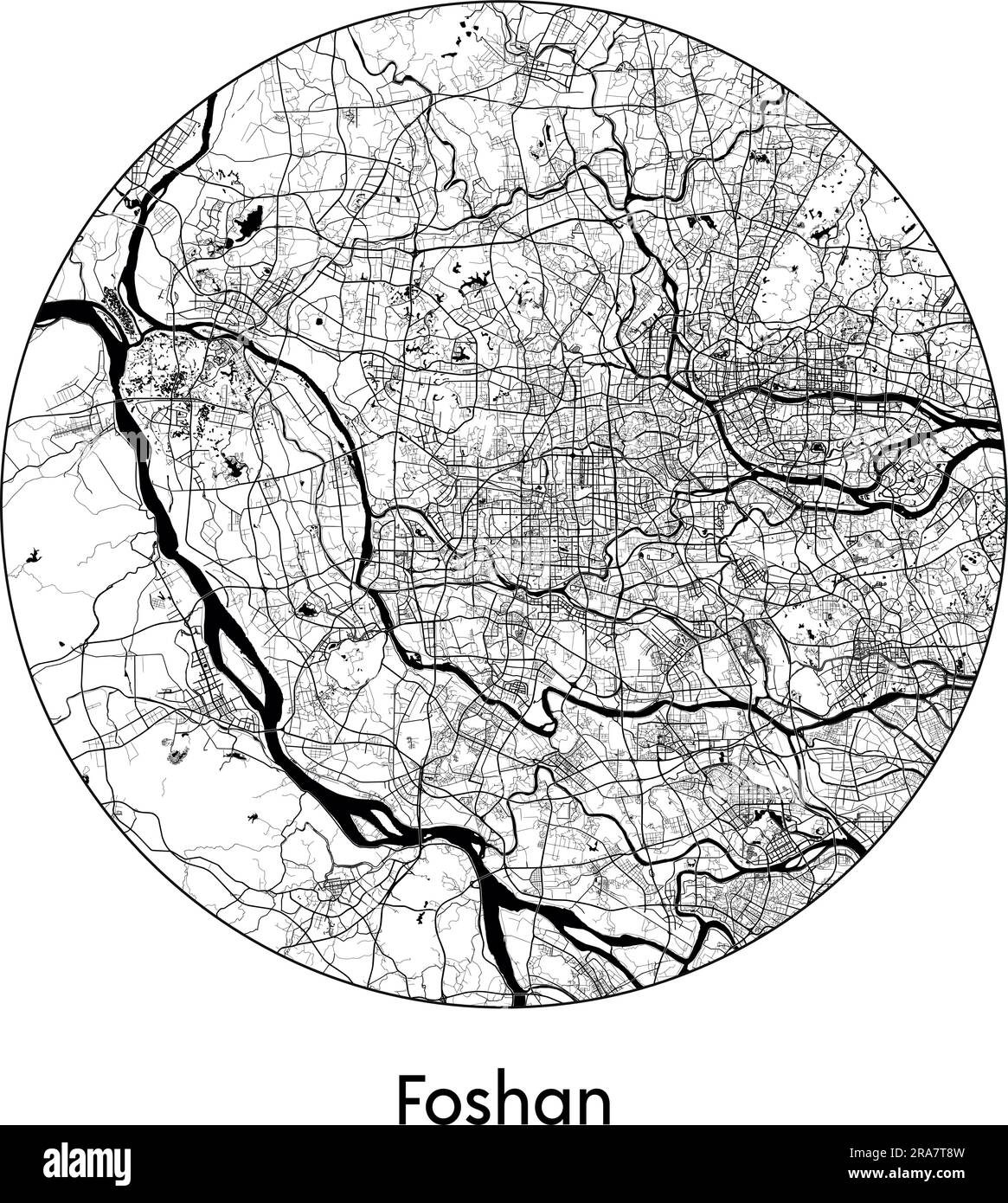 City Map Foshan China Asia vector illustration black white Stock Vector