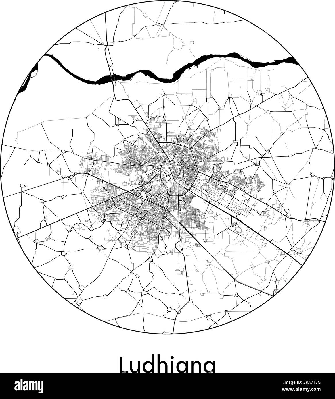 City Map Ludhiana India Asia vector illustration black white Stock Vector