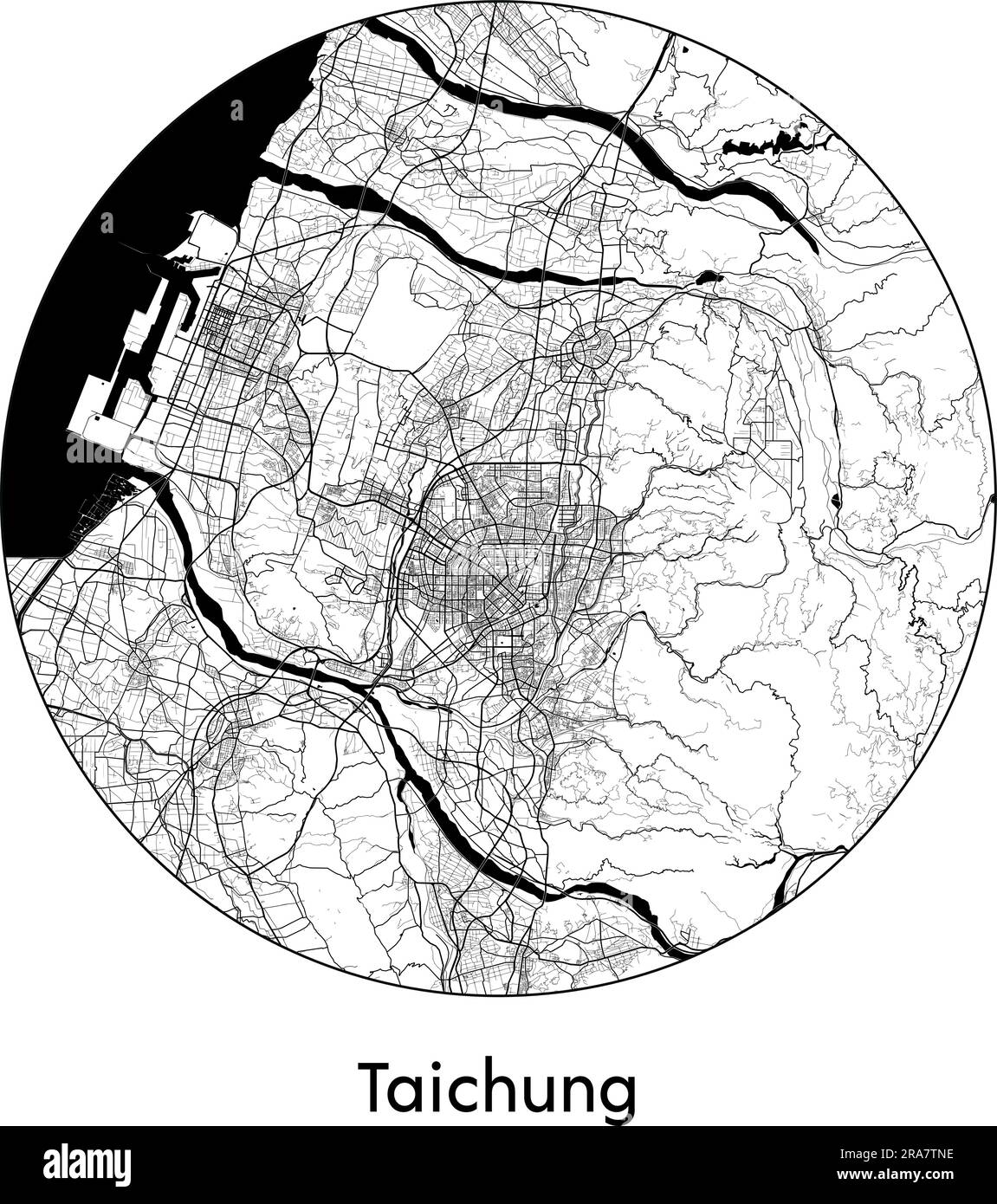 City Map Taichung China Asia vector illustration black white Stock Vector