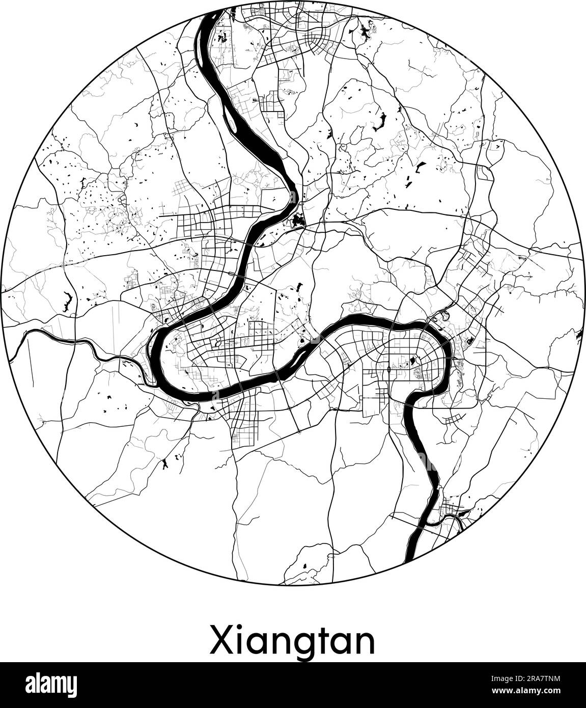 City Map Xiangtan China Asia vector illustration black white Stock Vector