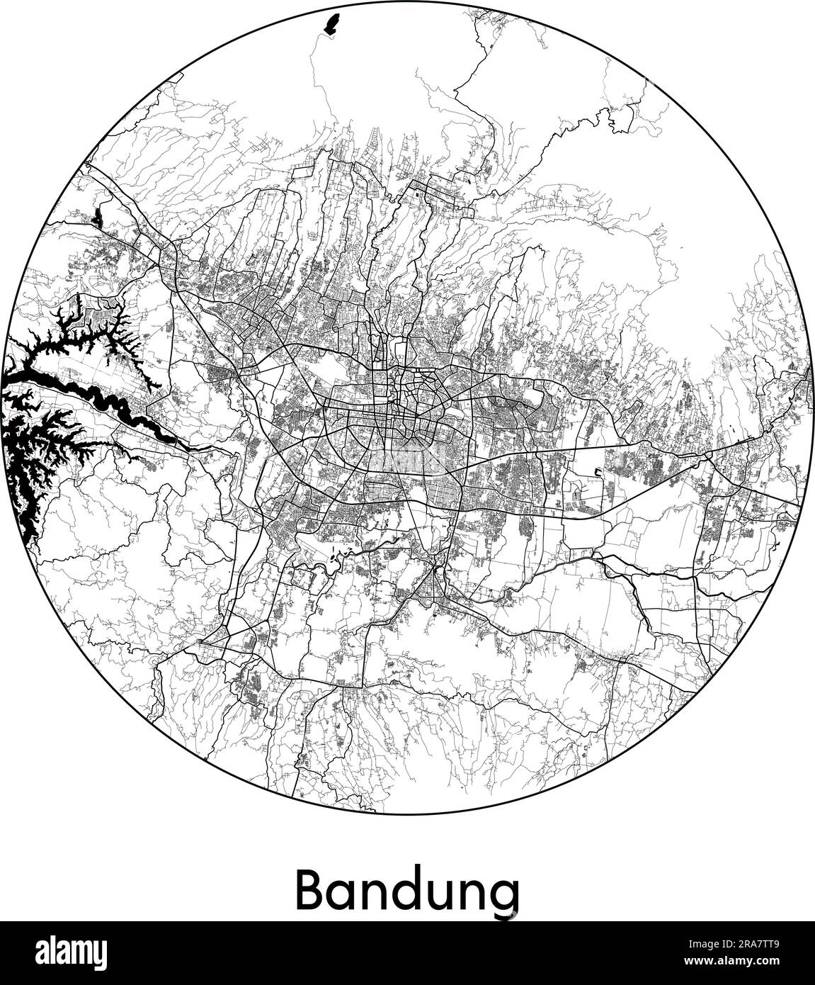 City Map Bandung Indonesia Asia vector illustration black white Stock