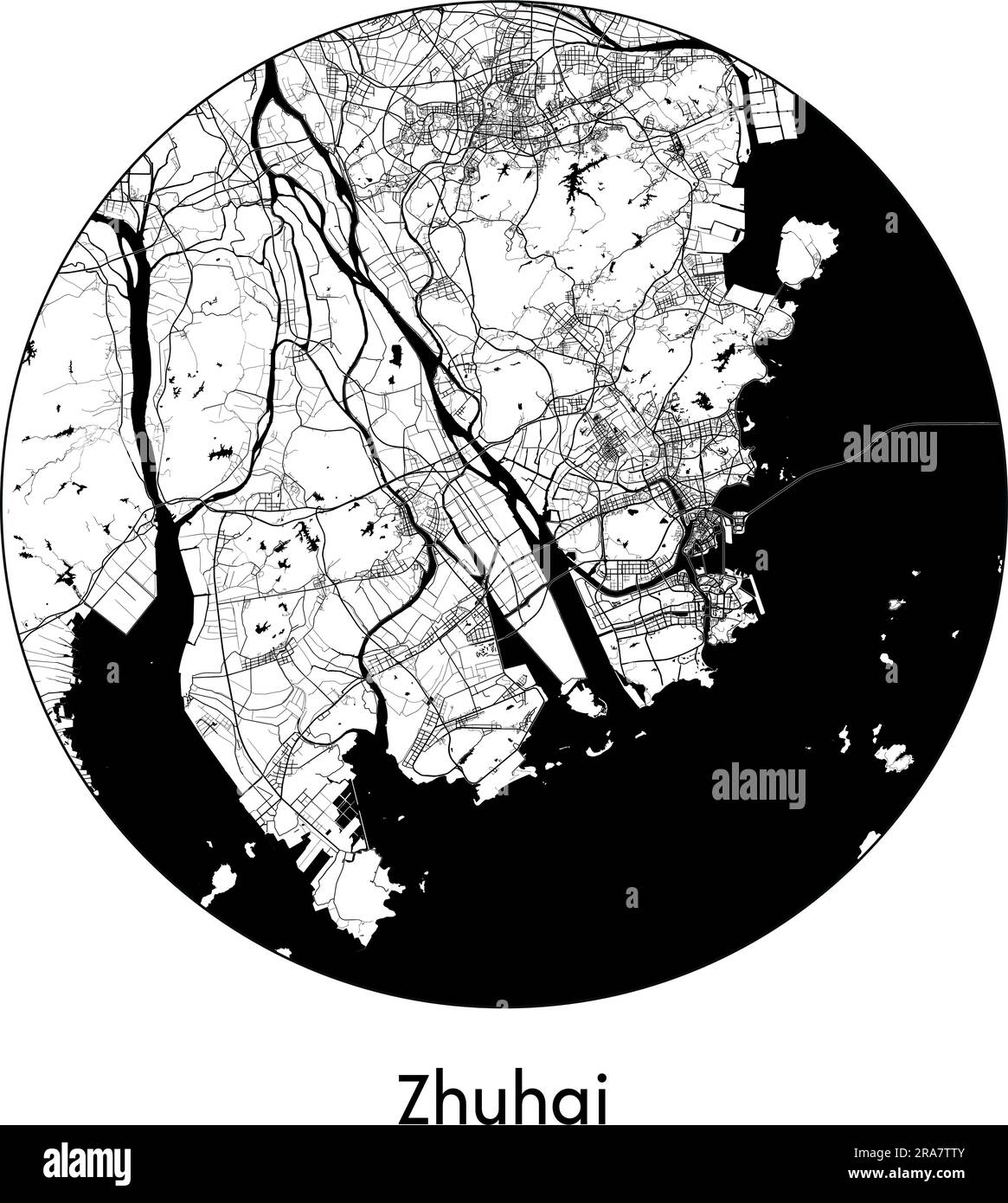 City Map Zhuhai China Asia vector illustration black white Stock Vector ...