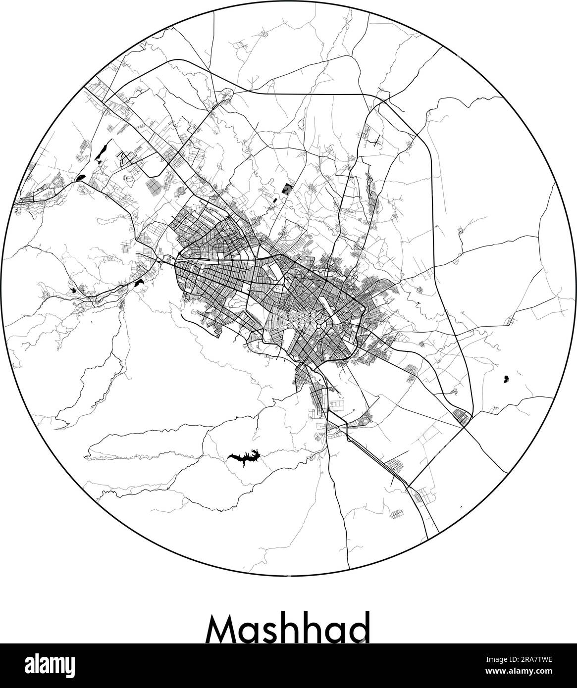 City Map Mashhad Iran Asia vector illustration black white Stock Vector ...