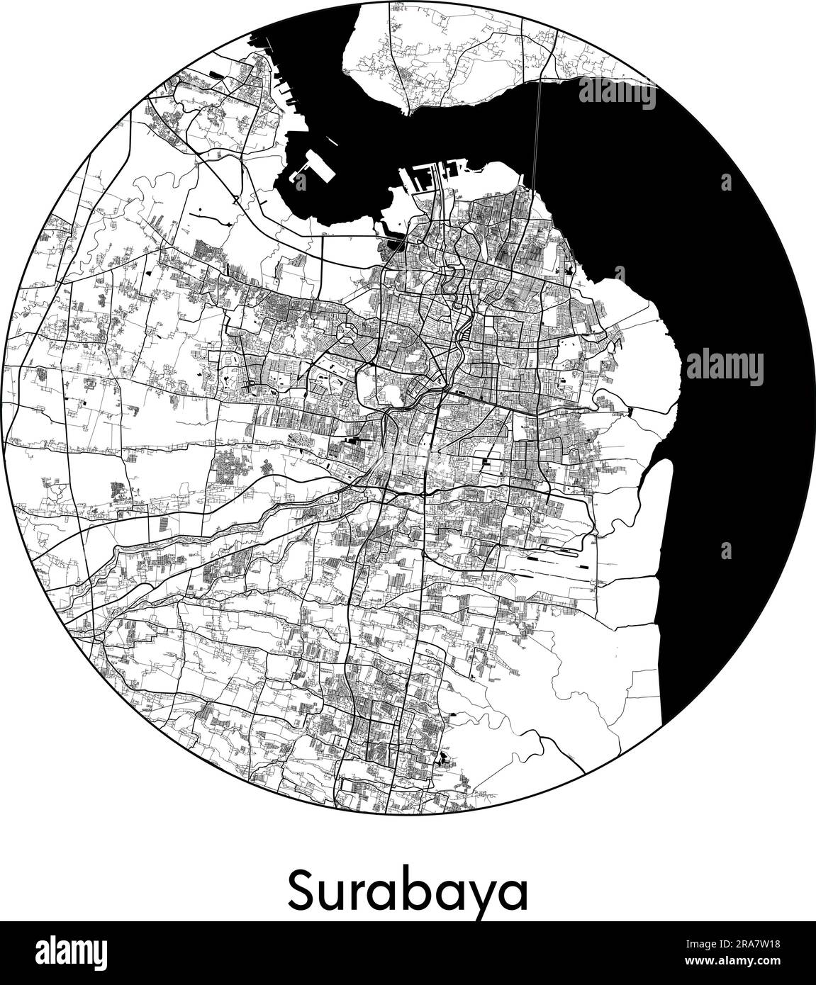 City Map Surabaya Indonesia Asia vector illustration black white Stock ...