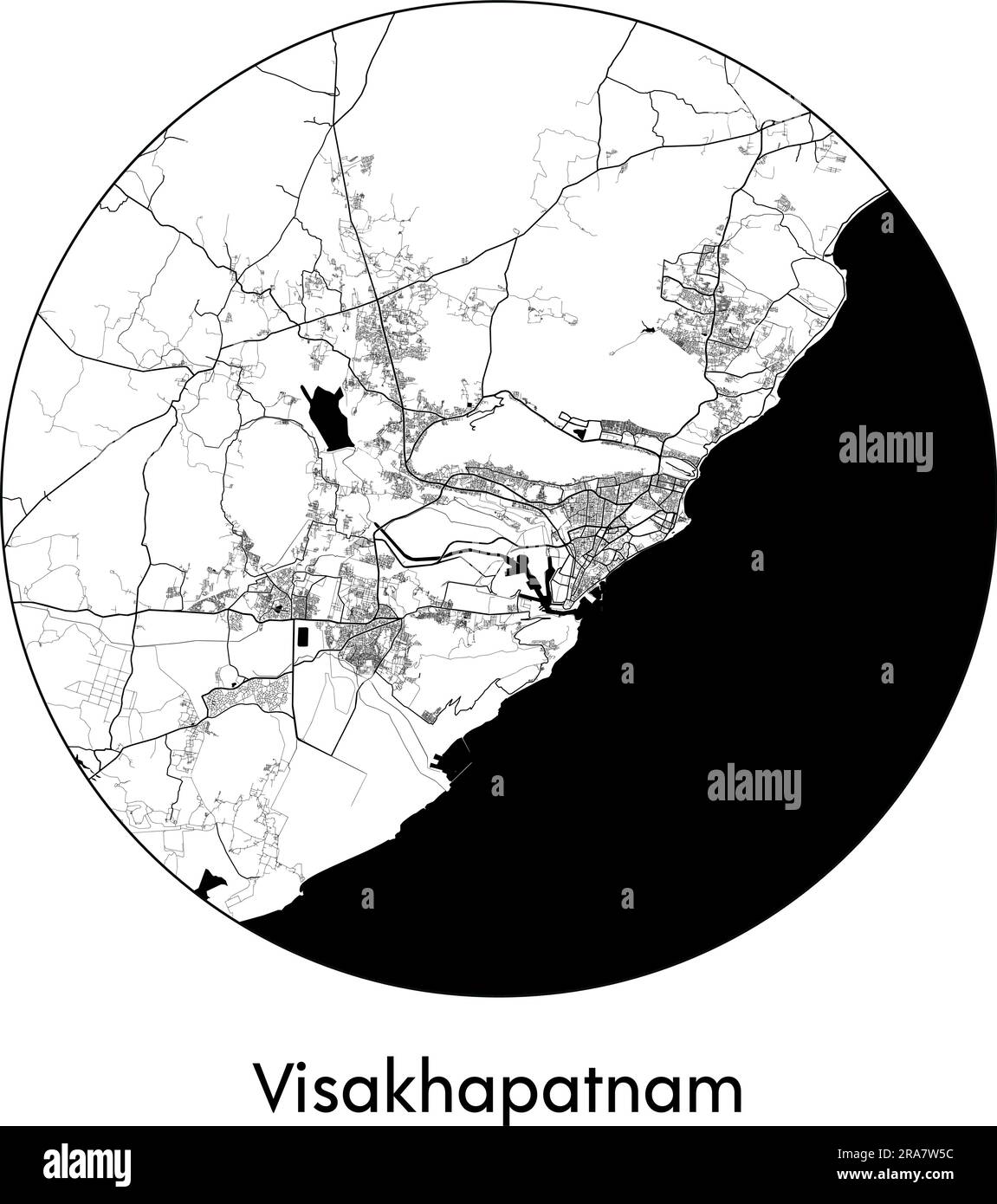 City Map Visakhapatnam India Asia vector illustration black white Stock ...