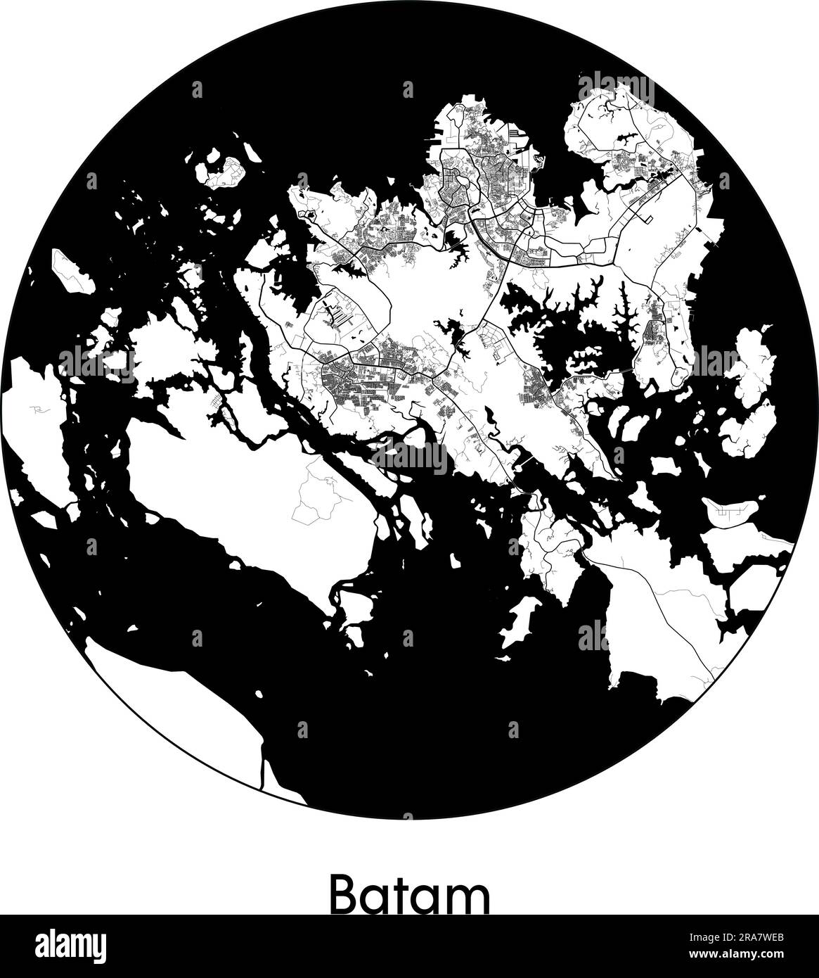 City Map Batam Indonesia Asia vector illustration black white Stock Vector