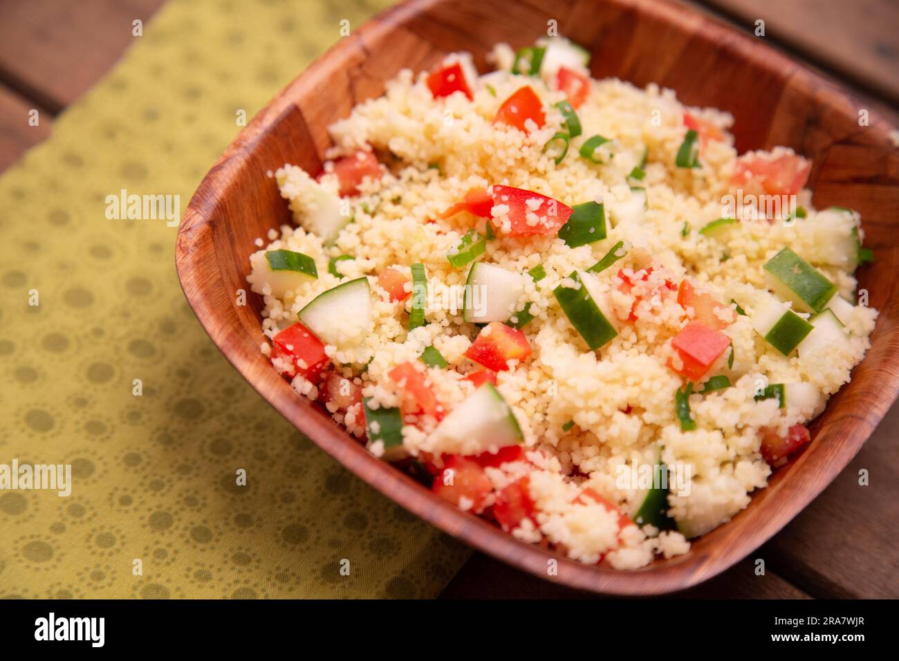 Moroccan couscous with cucumber and tomato, a refreshing and vibrant