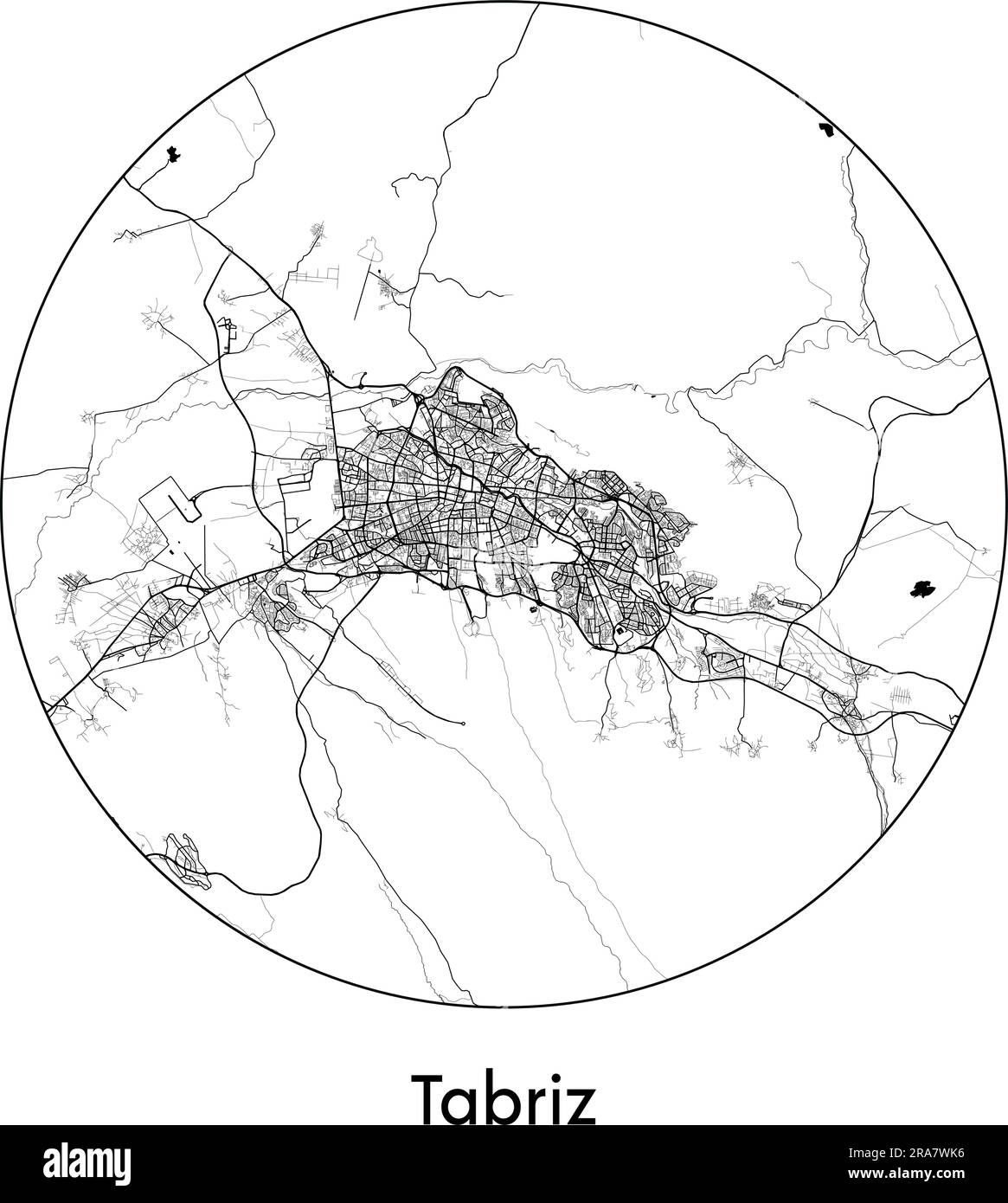 City Map Tabriz Iran Asia vector illustration black white Stock Vector