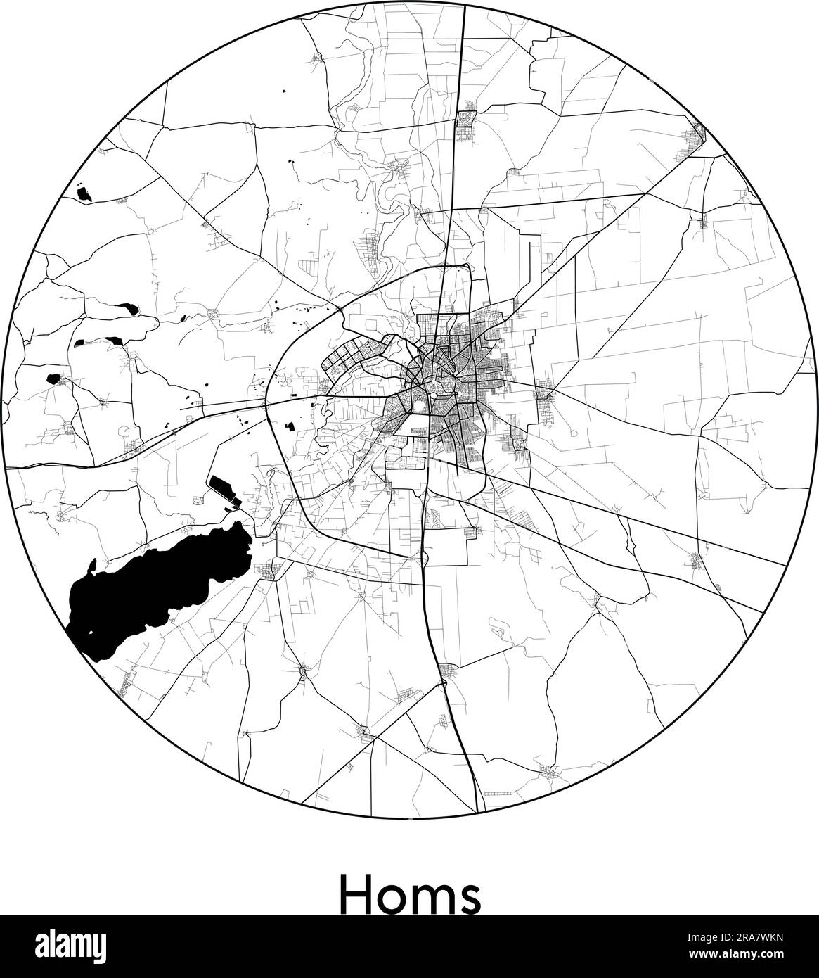 City Map Homs Syria Asia vector illustration black white Stock Vector