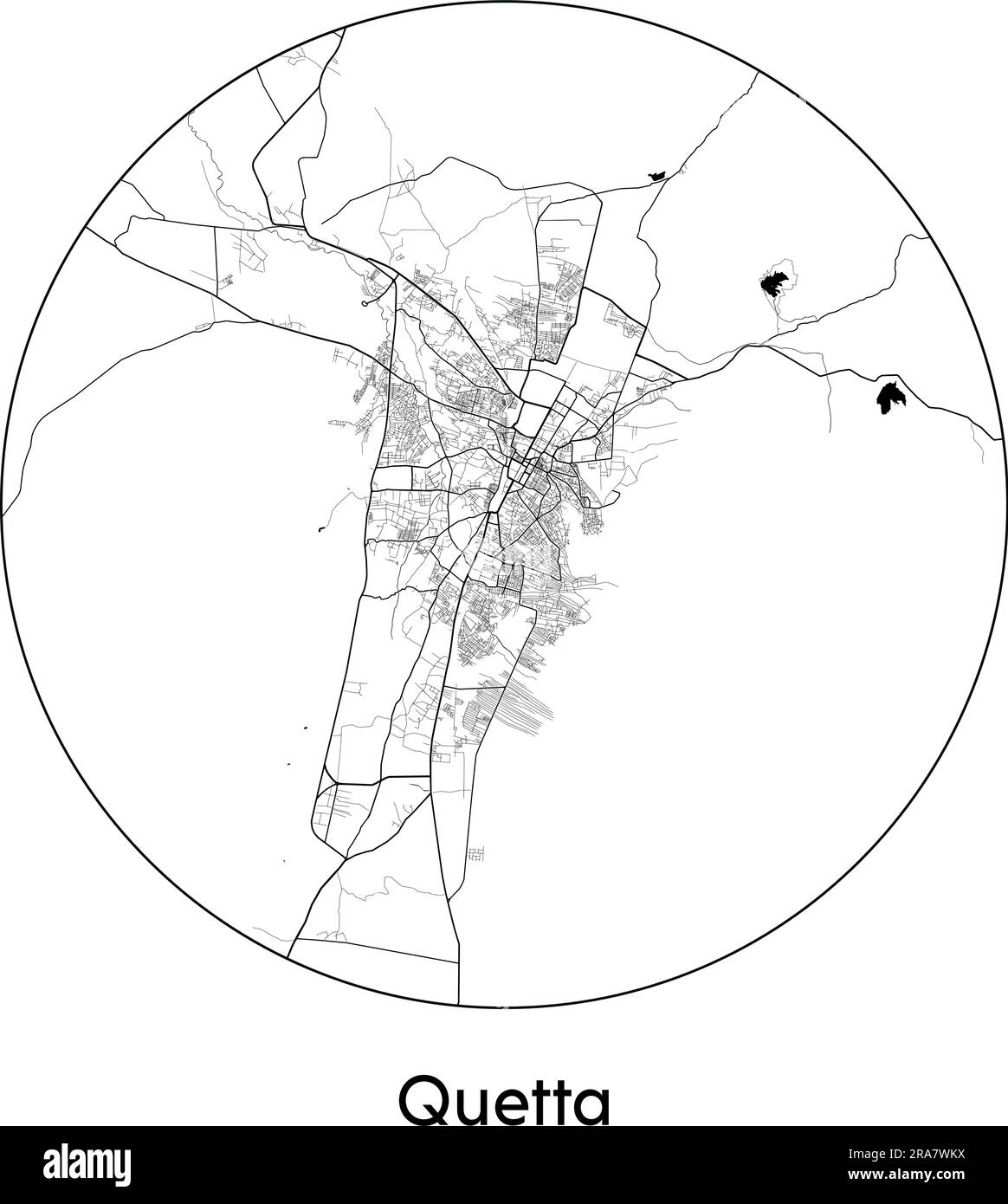 City Map Quetta Pakistan Asia vector illustration black white Stock