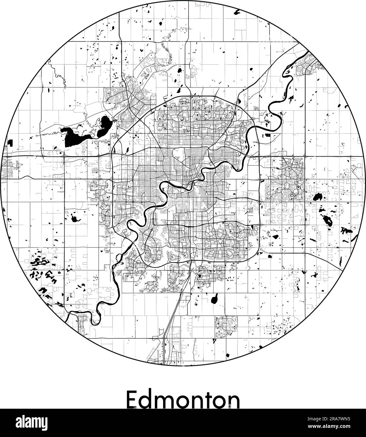 City Map Edmonton Canada North America vector illustration black white Stock Vector