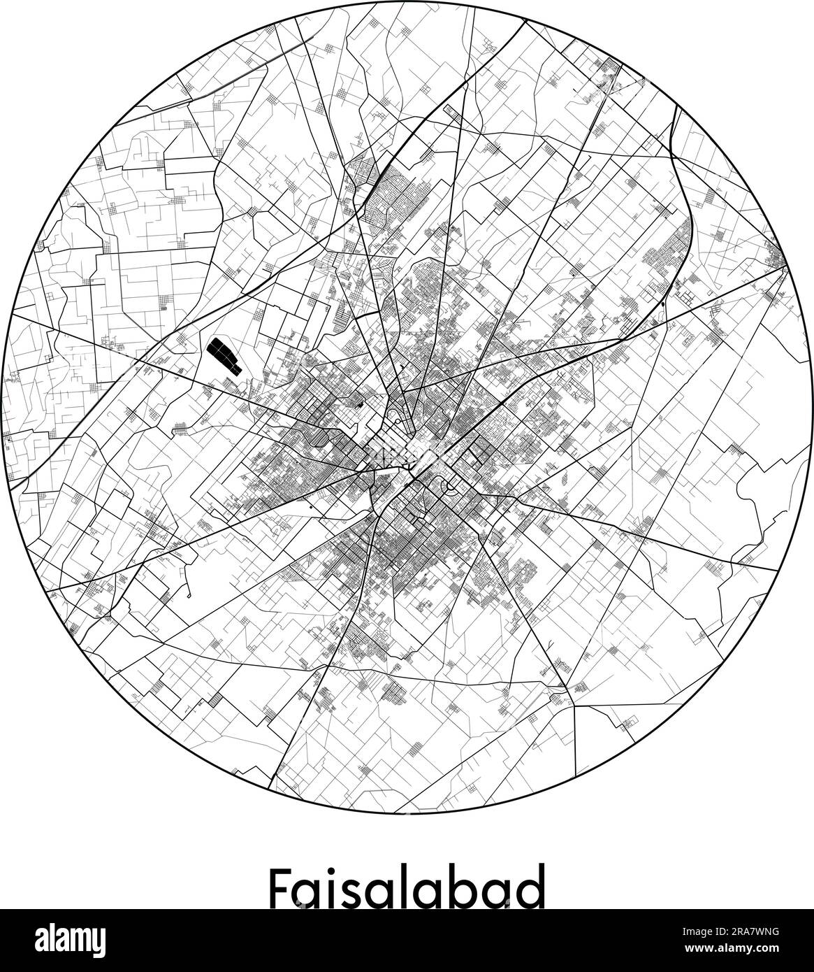 City Map Faisalabad Pakistan Asia vector illustration black white Stock