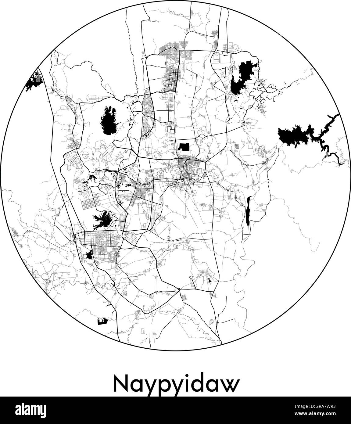 City Map Naypyidaw Myanmar Asia vector illustration black white Stock Vector