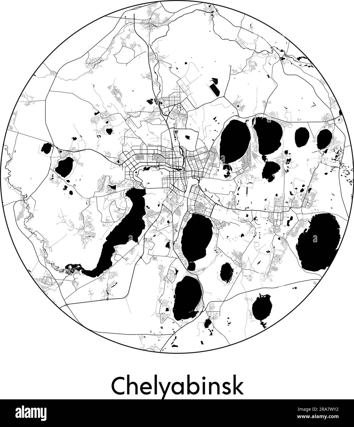 City Map Chelyabinsk Russia Asia vector illustration black white Stock Vector