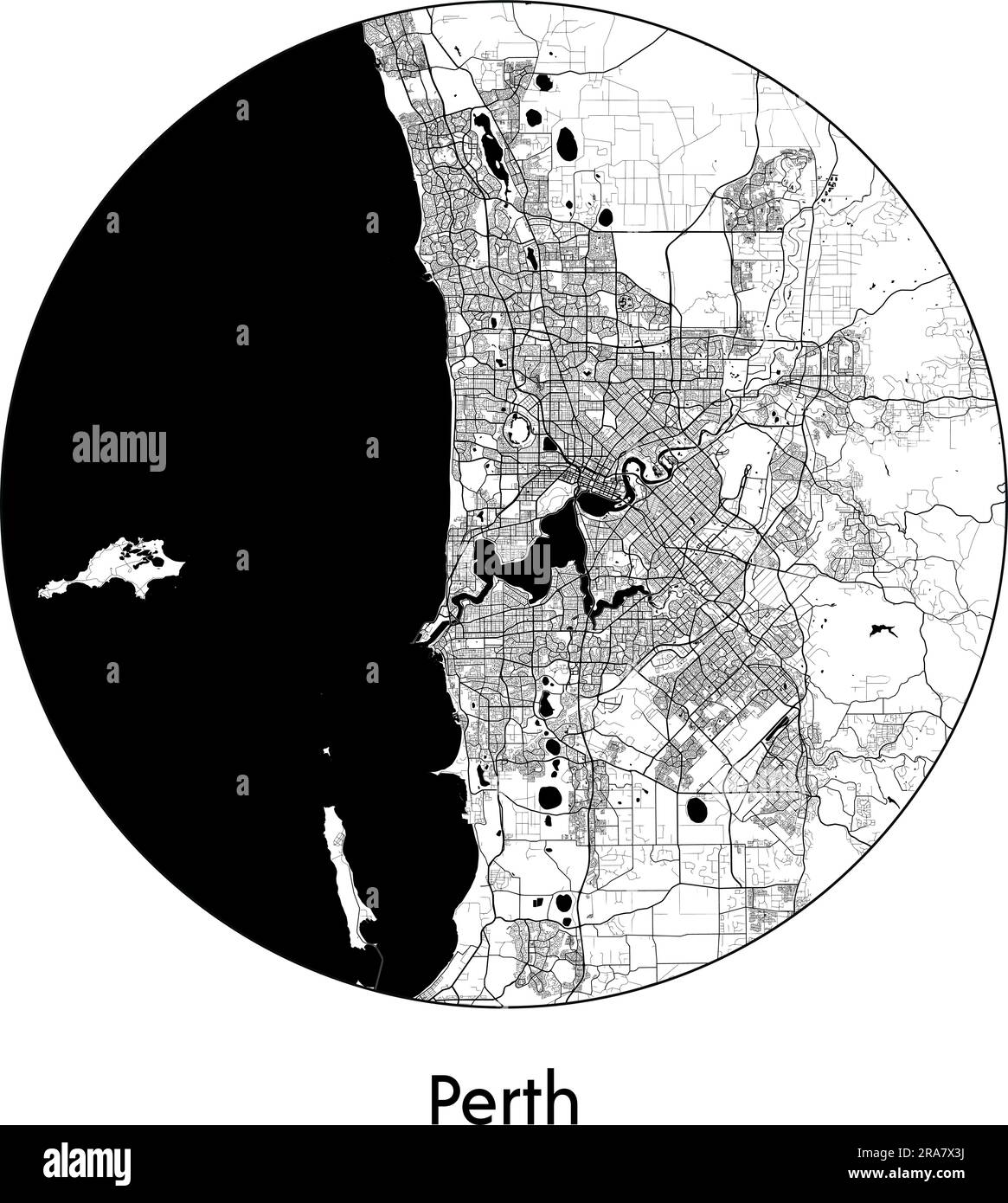 City Map Perth Australia vector illustration black white Stock Vector ...