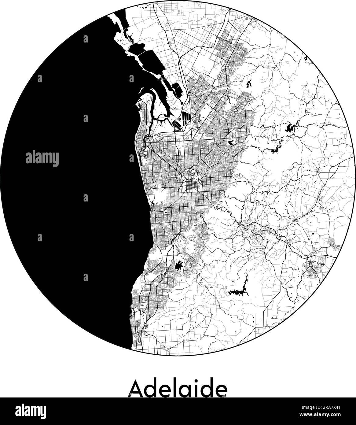 City Map Adelaide Australia vector illustration black white Stock Vector