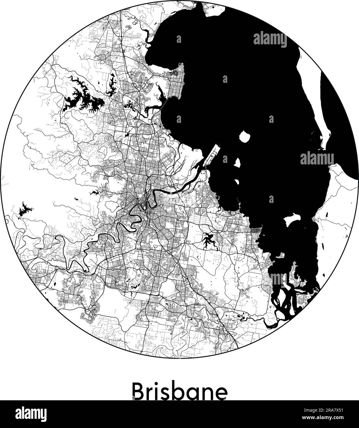 City Map Brisbane Australia vector illustration black white Stock