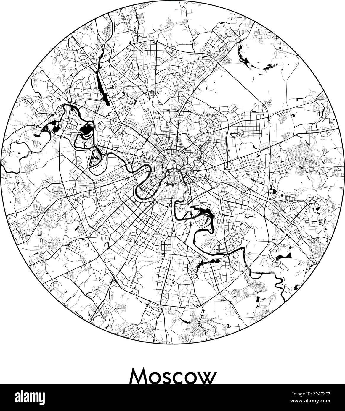 City Map Moscow Russia Europe vector illustration black white Stock ...