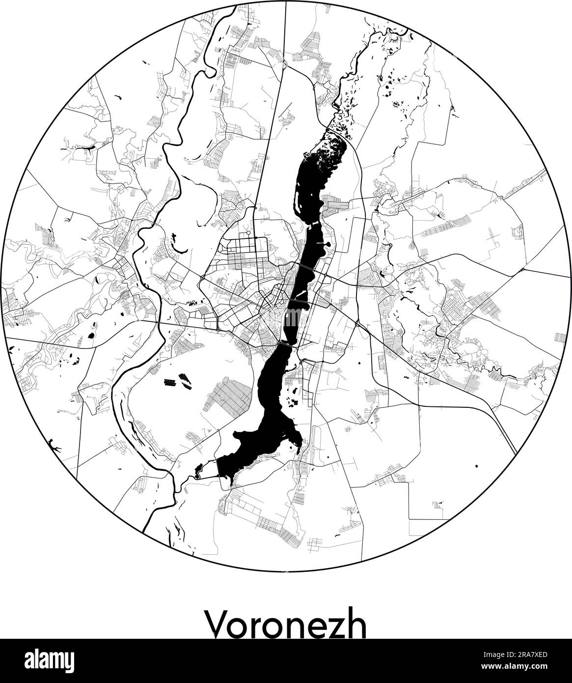 City Map Voronezh Russia Europe vector illustration black white Stock Vector