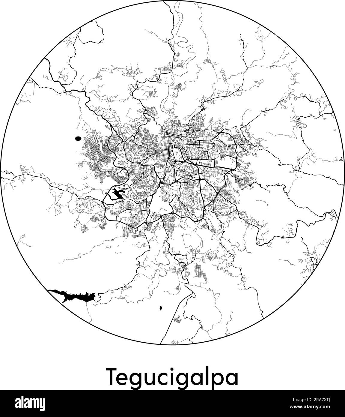 City Map Tegucigalpa Honduras North America vector illustration black white Stock Vector