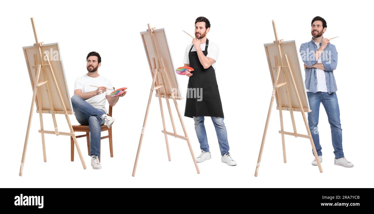 Collage artist drawing easel hi-res stock photography and images - Alamy