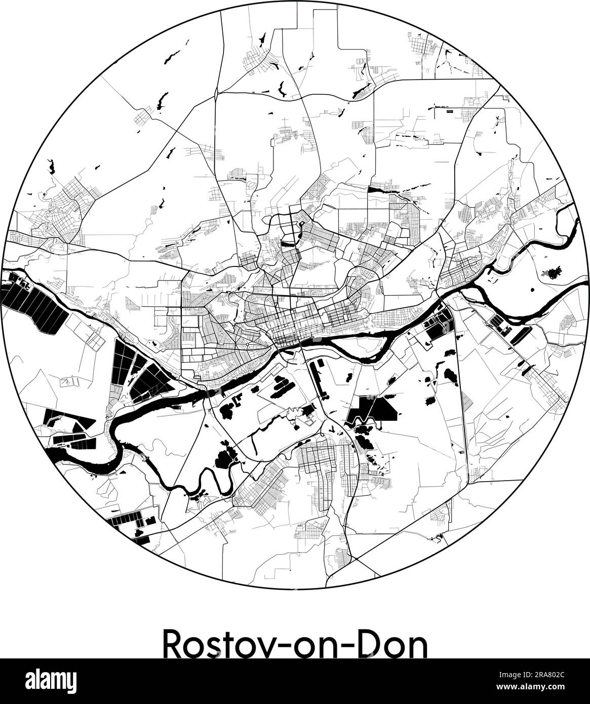 City Map RostovonDon Russia Europe vector illustration black white Stock Vector Image & Art