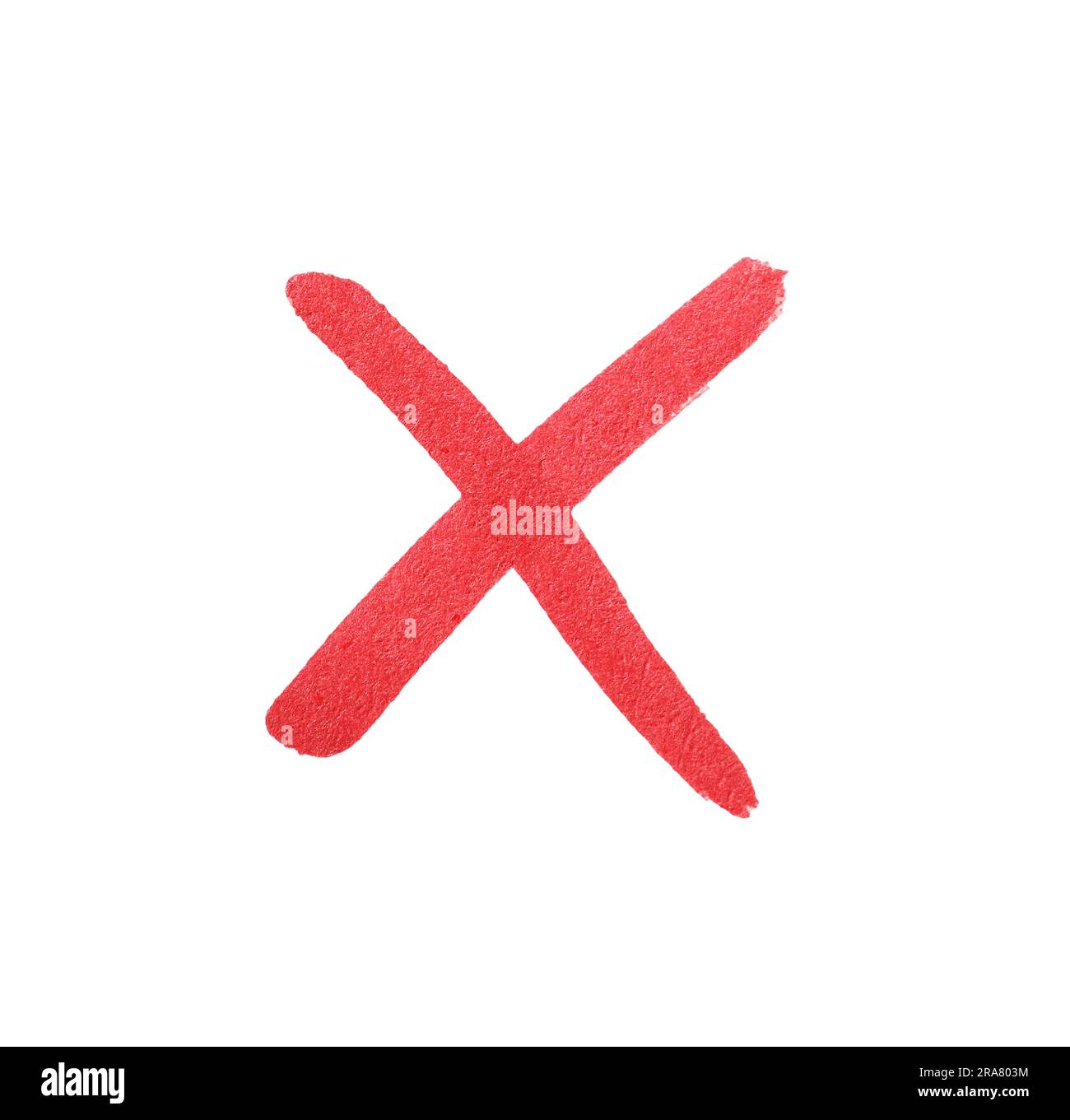 Cross sign drawn with red marker isolated on white, top view Stock ...