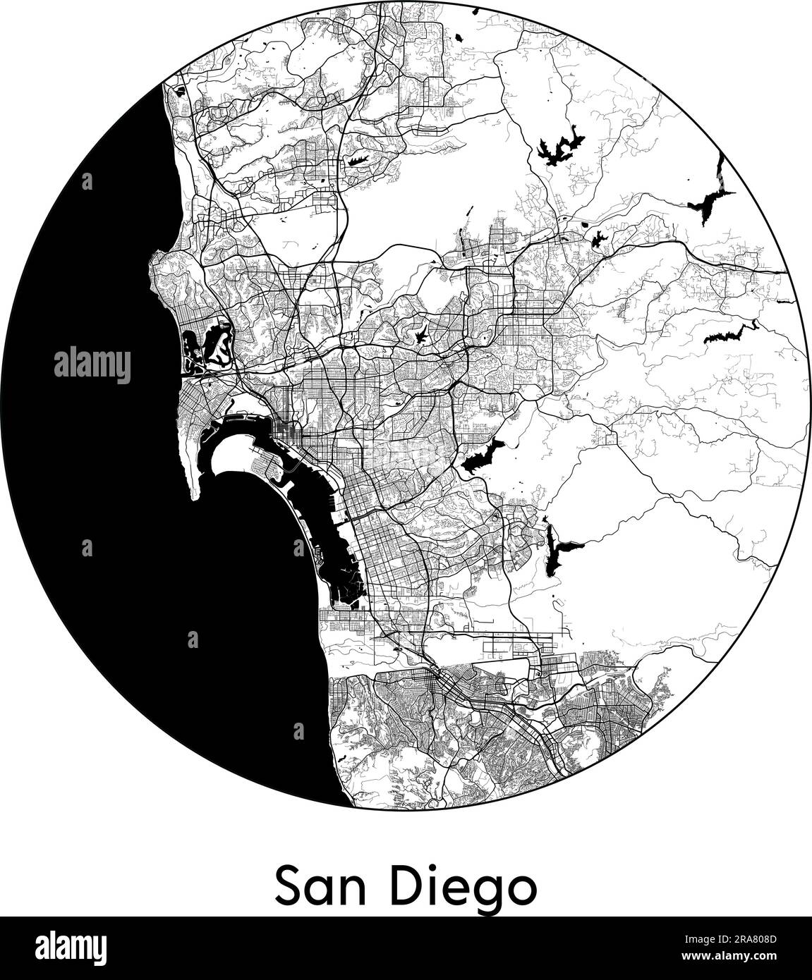 City Map San Diego United States North America Vector Illustration