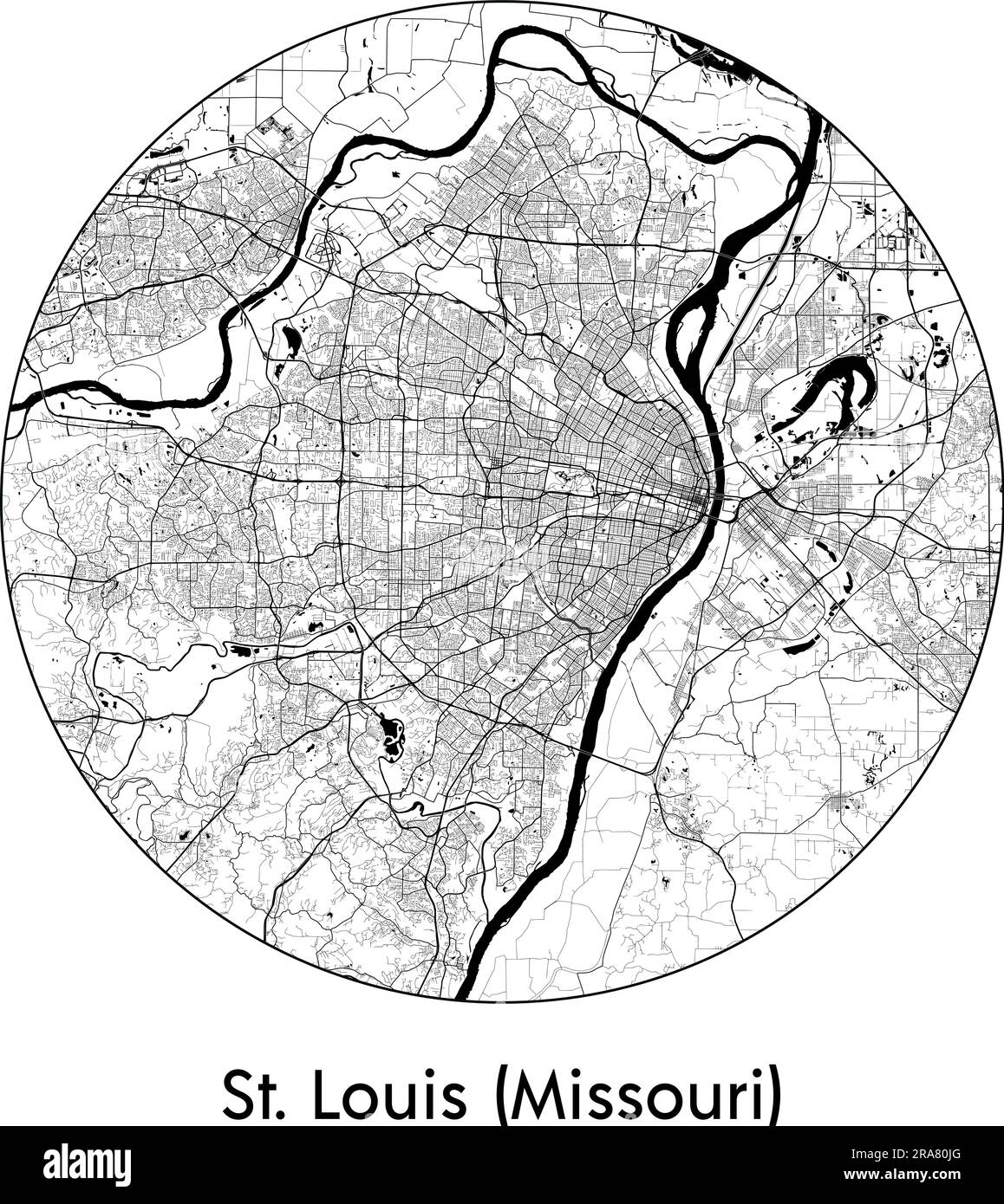 City Map St. Louis (Missouri) United States North America vector illustration black white Stock Vector