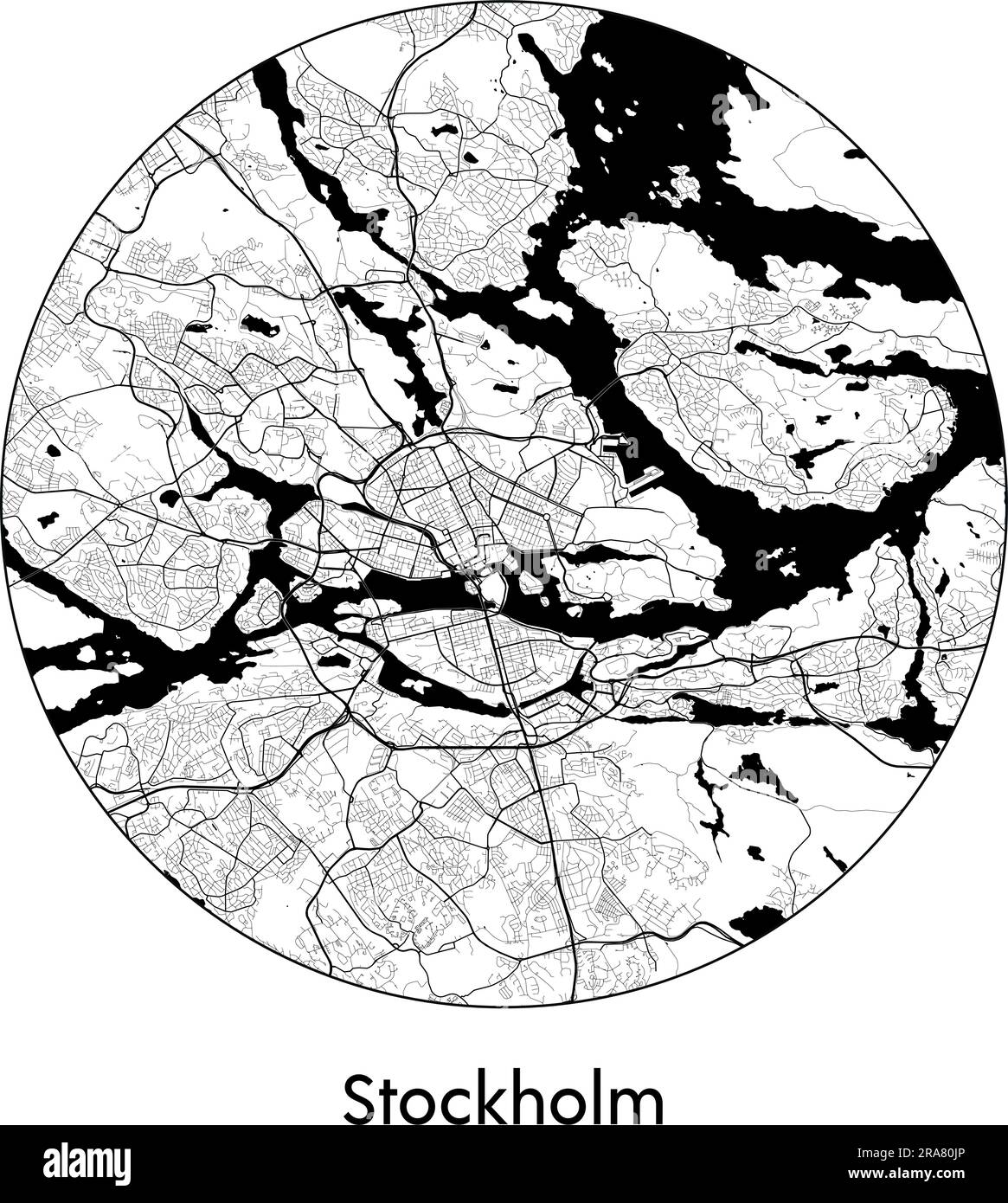 City Map Stockholm Sweden Europe vector illustration black white Stock Vector