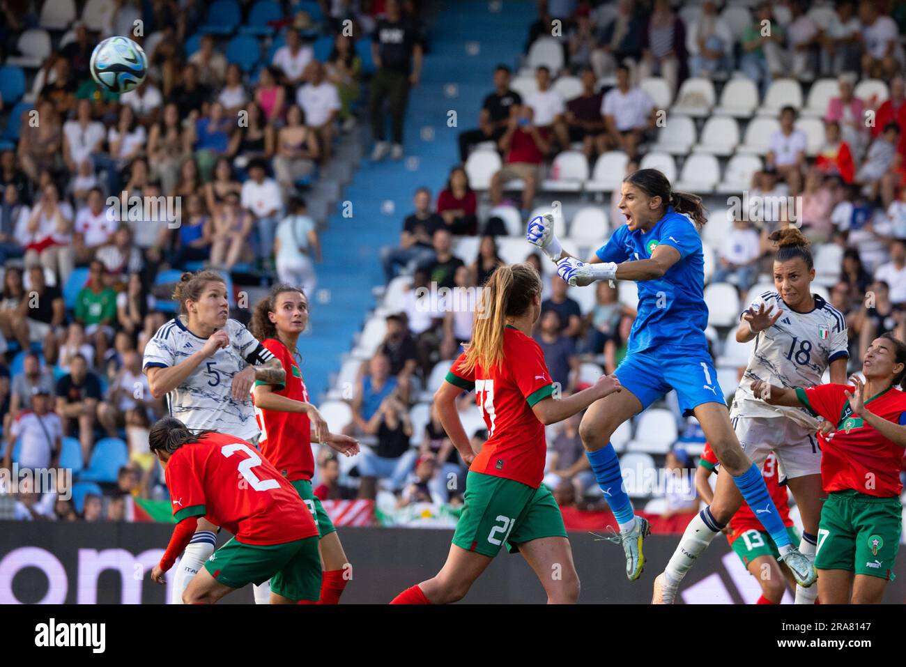 Ferrara, Italy. 01st July, 2023. Goalkeeper Khadija Errmichi of Morocco in action during the WomenÂ´s International Friendly match between Italy and Morocco at Stadio Paolo Mazza on July 01, 2023 in Ferrara, Italy. © Photo: Cinzia Camela. Credit: Independent Photo Agency/Alamy Live News Stock Photo