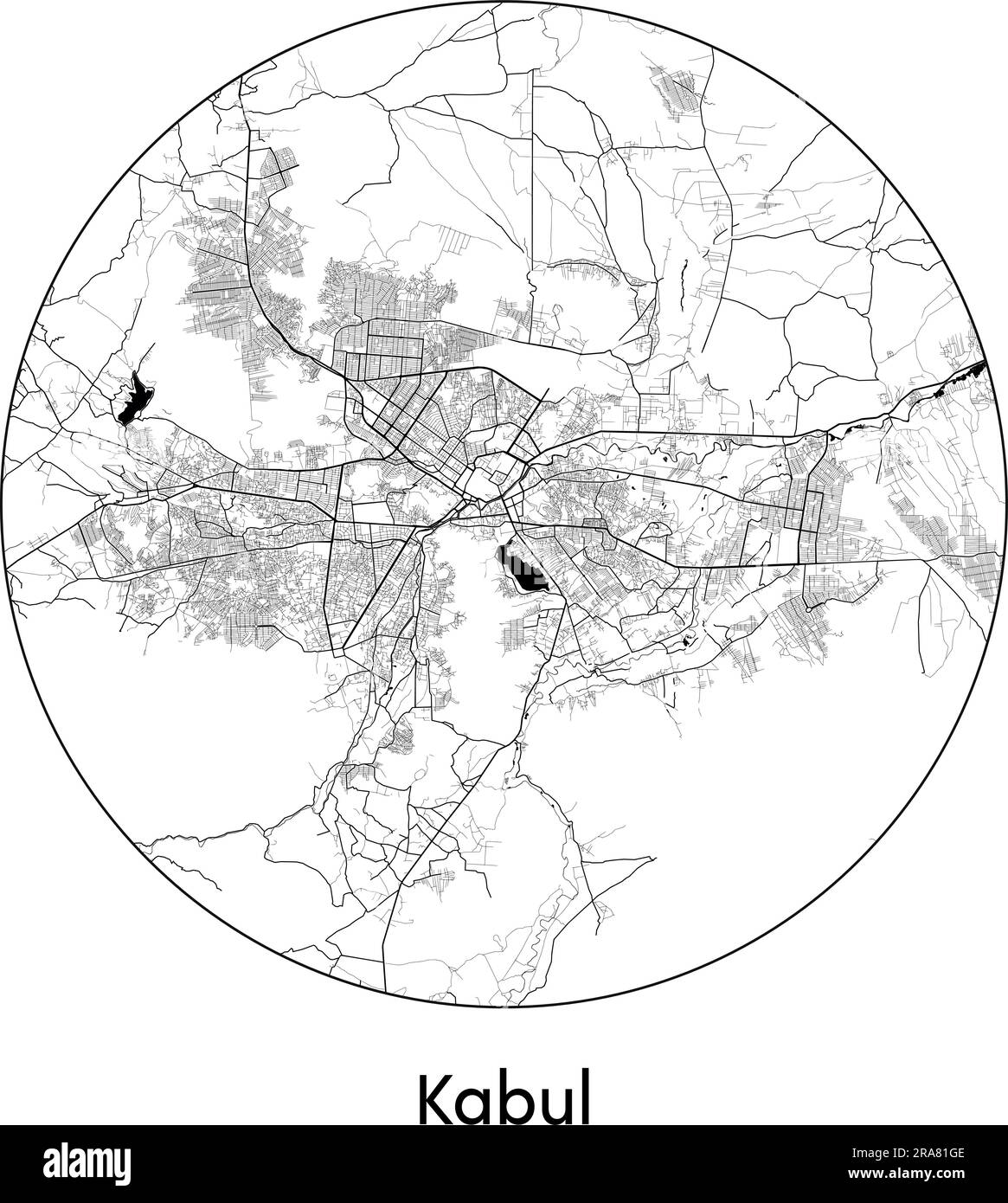 City Map Kabul Afghanistan Asia vector illustration black white Stock Vector