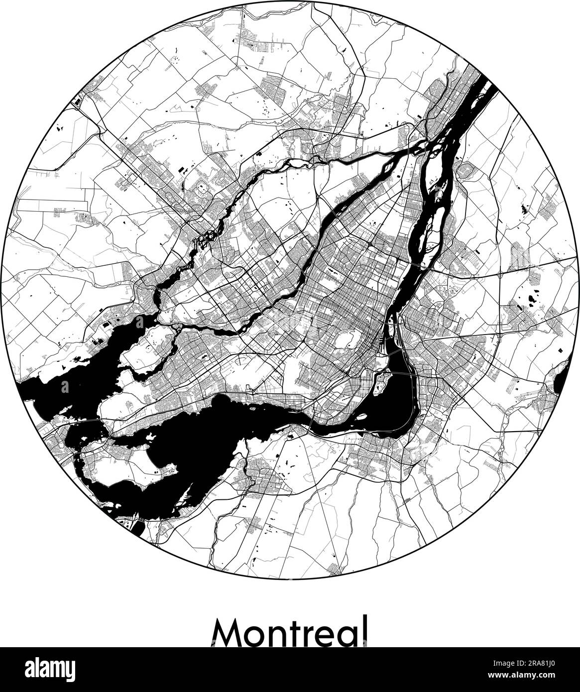 City Map Montreal Canada North America vector illustration black white