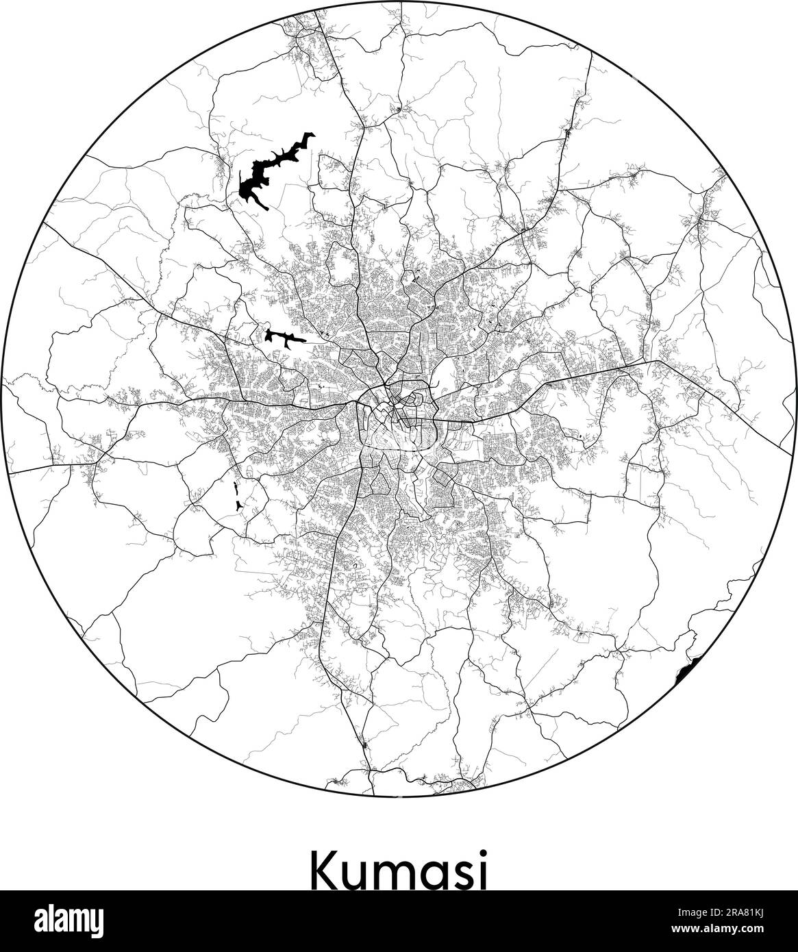 City Map Kumasi Ghana Africa vector illustration black white Stock Vector