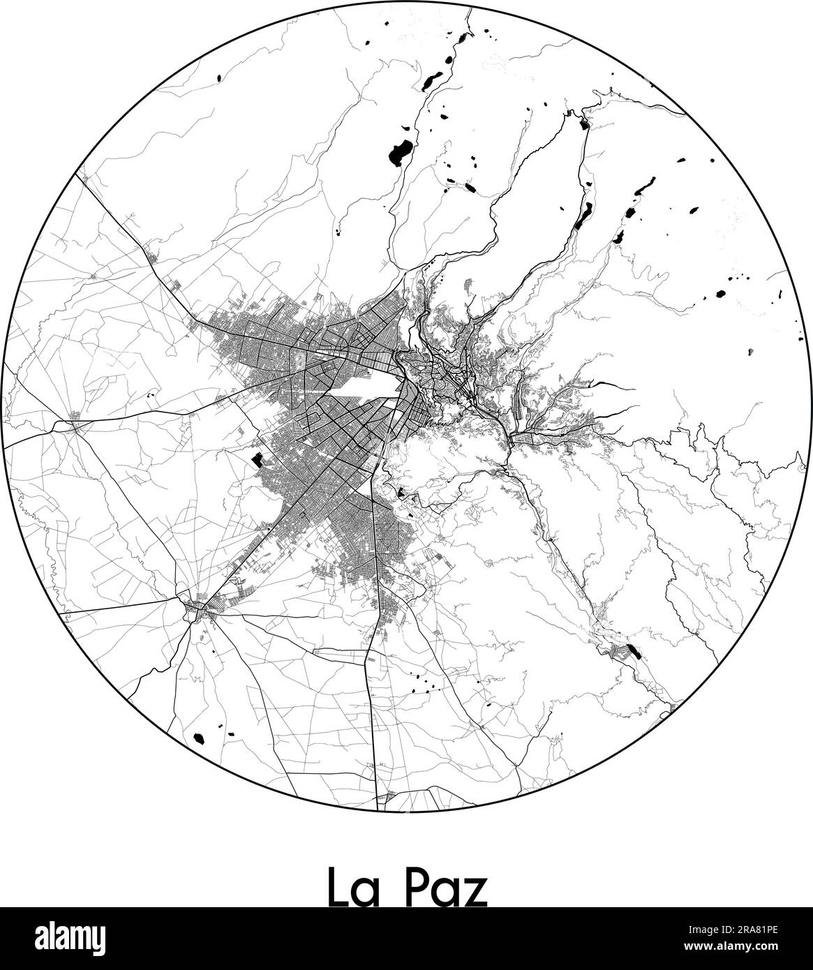 City Map La Paz Bolivia South America vector illustration black white
